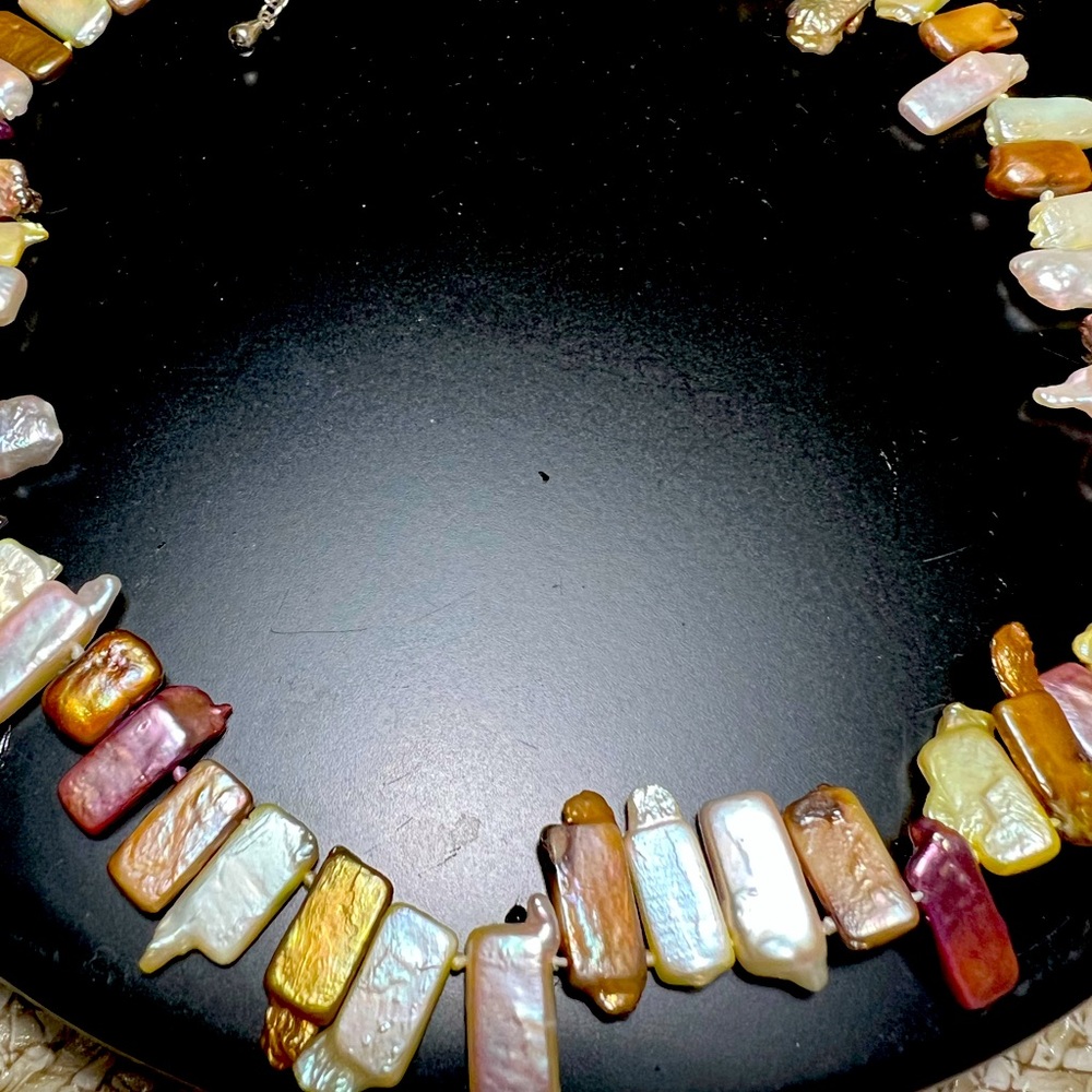 Fresh water pearls unique cut choker multicolor great piece